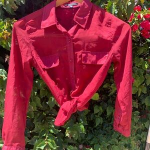 Sheer Papaya Button-Up